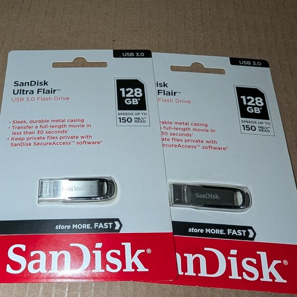 Sandisk Other - Lot of 2 Sandisk Ultra Flair 128gb Flash Drives